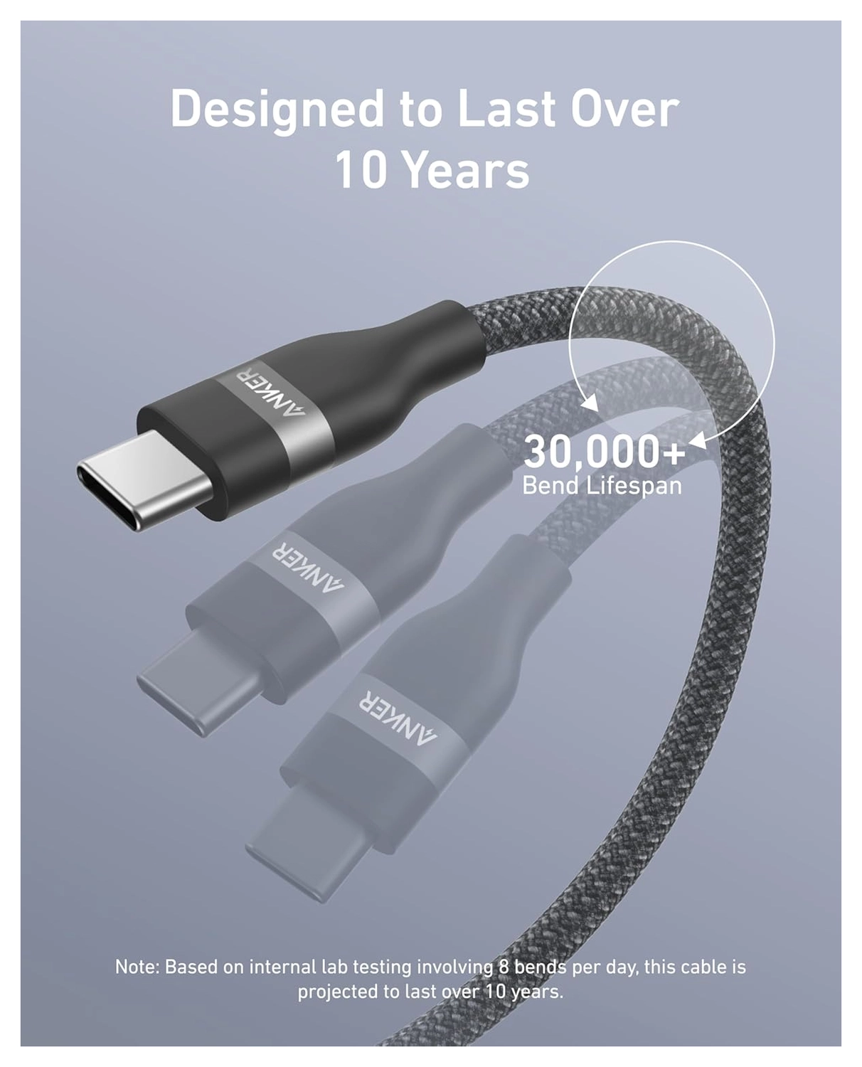 Anker Bio-Nylon (240W) USB-C naar USB-C Kabel Fast Charge 1.8M Zwart afbeelding 5