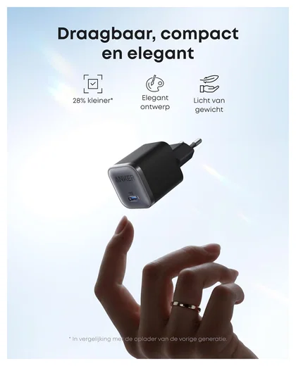 Anker Nano (45W) USB-C Oplader met 1.8M USB-C Kabel Grijs afbeelding 3