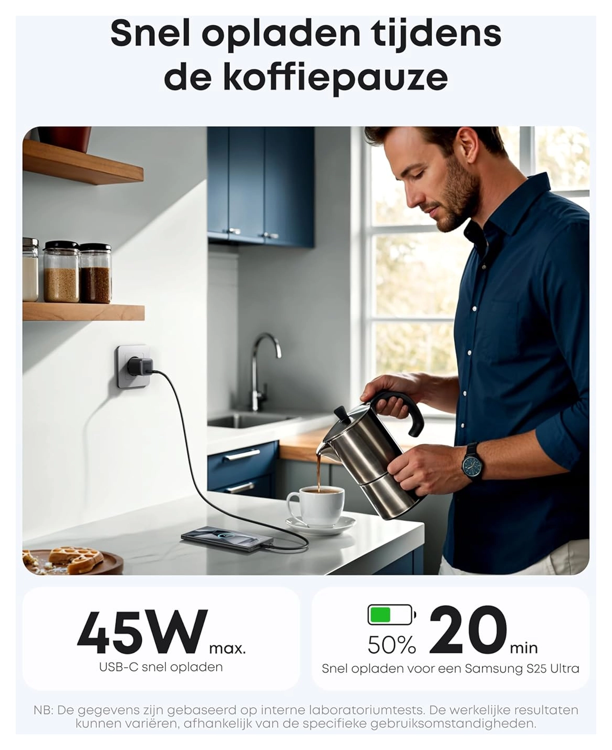 Anker Nano (45W) USB-C Oplader met 1.8M USB-C Kabel Grijs afbeelding 4