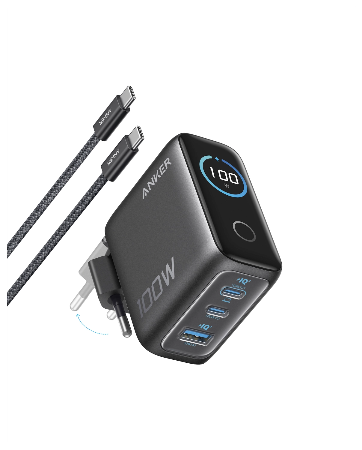 Anker (100W) USB-C Oplader GaN Snellader voor MacBook/Laptop Zwart afbeelding 1