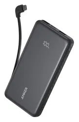 Anker Zolo (22.5W) Powerbank met Ingebouwde USB-C Kabel PD 10.000 mAh Zwart afbeelding