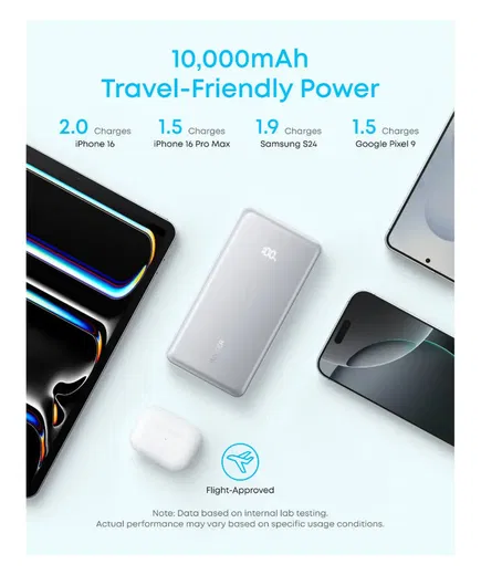 Anker Zolo (22.5W) Powerbank met Ingebouwde USB-C Kabel PD 10.000 mAh Zwart afbeelding 3