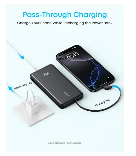 Anker Zolo (22.5W) Powerbank met Ingebouwde USB-C Kabel PD 10.000 mAh Zwart afbeelding 4