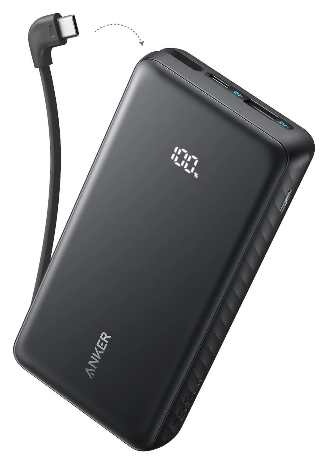 Anker Zolo (22.5W) Powerbank met Ingebouwde USB-C Kabel PD 20.000 mAh Zwart afbeelding 1