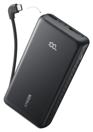 Anker Zolo (22.5W) Powerbank met Ingebouwde USB-C Kabel PD 20.000 mAh Zwart afbeelding 1