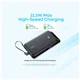 Anker Zolo (22.5W) Powerbank met Ingebouwde USB-C Kabel PD 20.000 mAh Zwart afbeelding 2