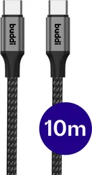 Buddi Flex USB-C naar USB-C Kabel 60W Fast Charge 10M Zwart afbeelding