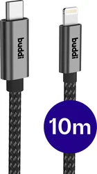Buddi Flex USB-C naar Lightning Kabel 20W Fast Charge 10M Zwart afbeelding
