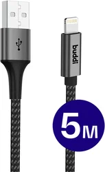 Buddi Flex USB-A naar Lightning Kabel 12W Fast Charge 5M Zwart afbeelding