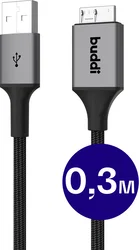Buddi Flex USB-A naar Micro-B Kabel 12W Fast Charge 30CM Zwart afbeelding