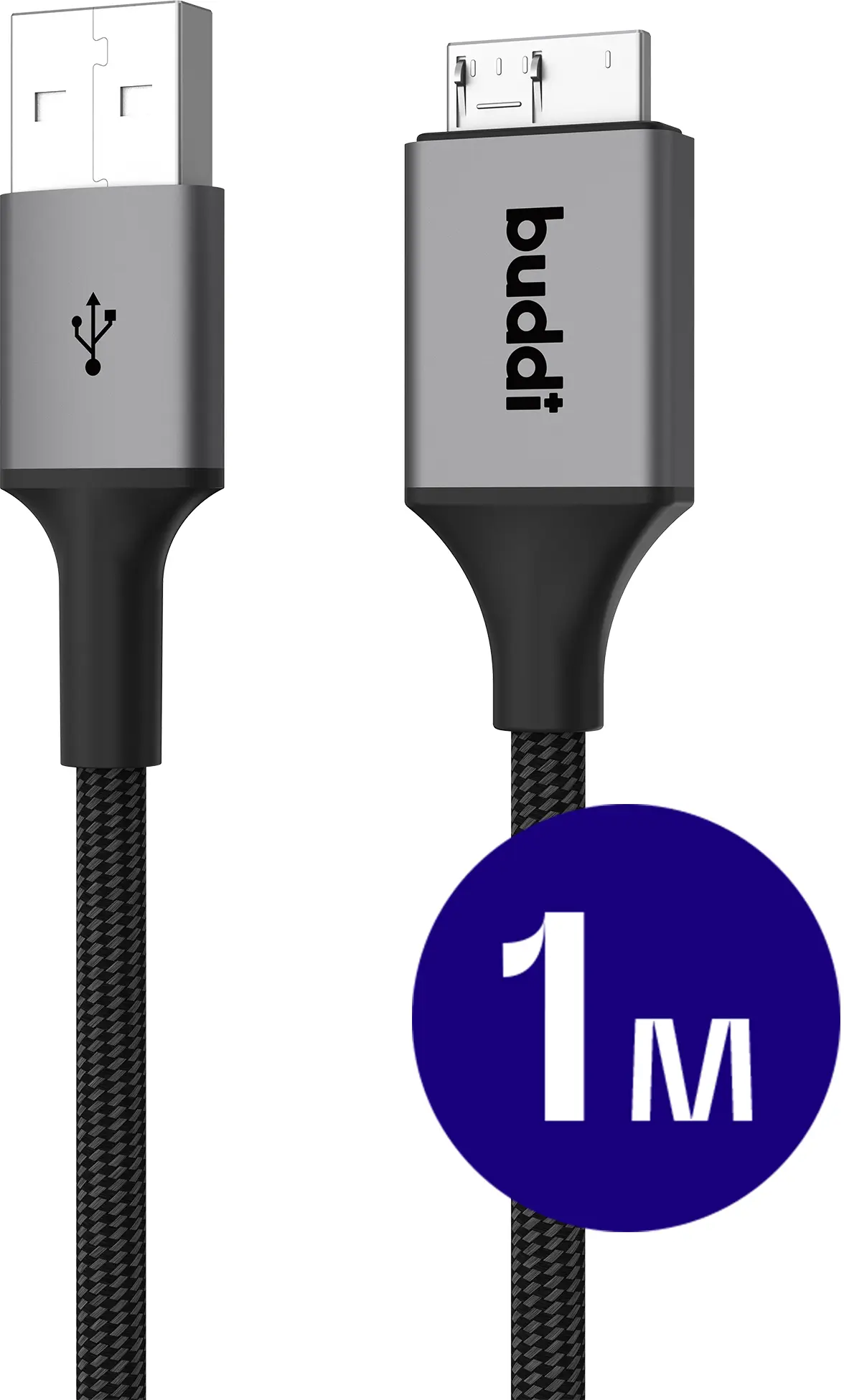 Buddi Flex USB-A naar Micro-B Kabel 12W Fast Charge 1M Zwart afbeelding 1
