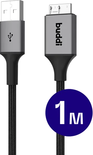 Buddi Flex USB-A naar Micro-B Kabel 12W Fast Charge 1M Zwart afbeelding 1