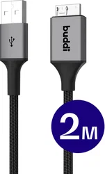 Buddi Flex USB-A naar Micro-B Kabel 12W Fast Charge 2M Zwart afbeelding