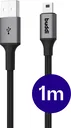 Buddi Flex USB-A naar Mini USB Kabel 12W Fast Charge 1M Zwart