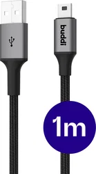 Buddi Flex USB-A naar Mini USB Kabel 12W Fast Charge 1M Zwart afbeelding