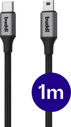 Buddi Flex USB-C naar Mini USB Kabel 12W Fast Charge 1M Zwart afbeelding