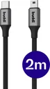 Buddi Flex USB-C naar Mini USB Kabel 12W Fast Charge 2M Zwart