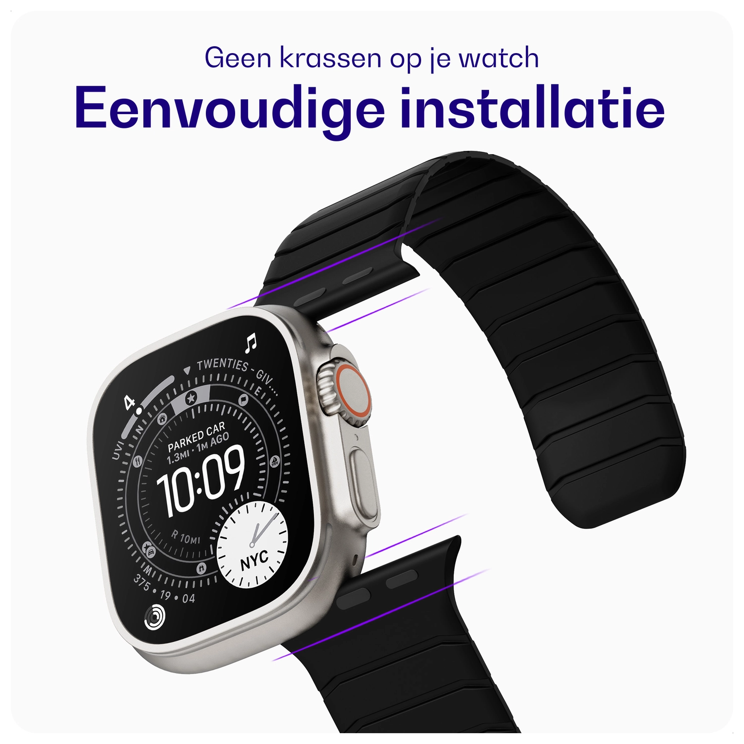 Buddi Fuse Magnetic Apple Watch Bandje 1-11/SE/Ultra 49/46/45/44MM Zwart afbeelding 5