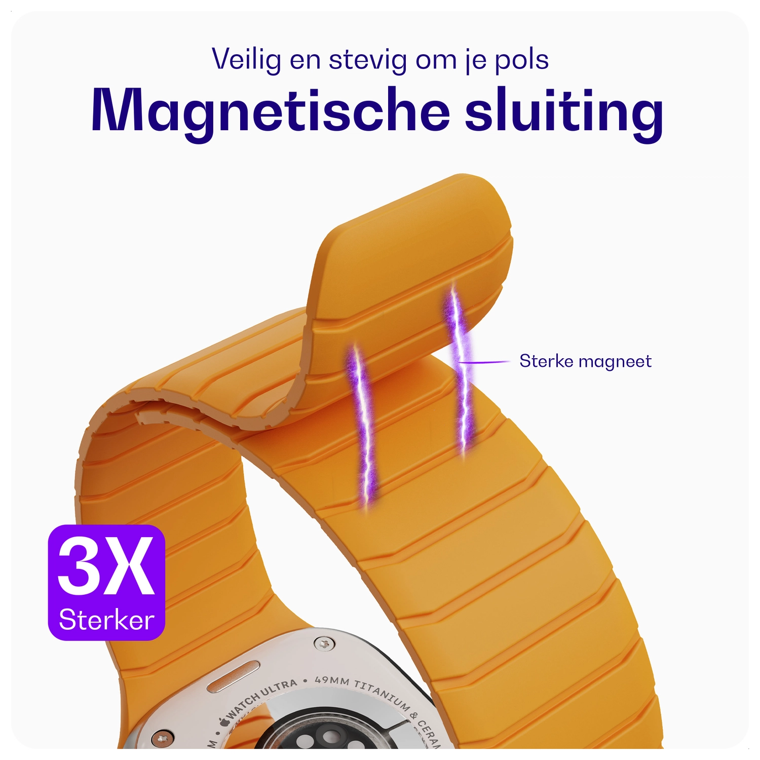 Buddi Fuse Magnetic Apple Watch Bandje 1-11/SE/Ultra 49/46/45/44MM Geel afbeelding 3