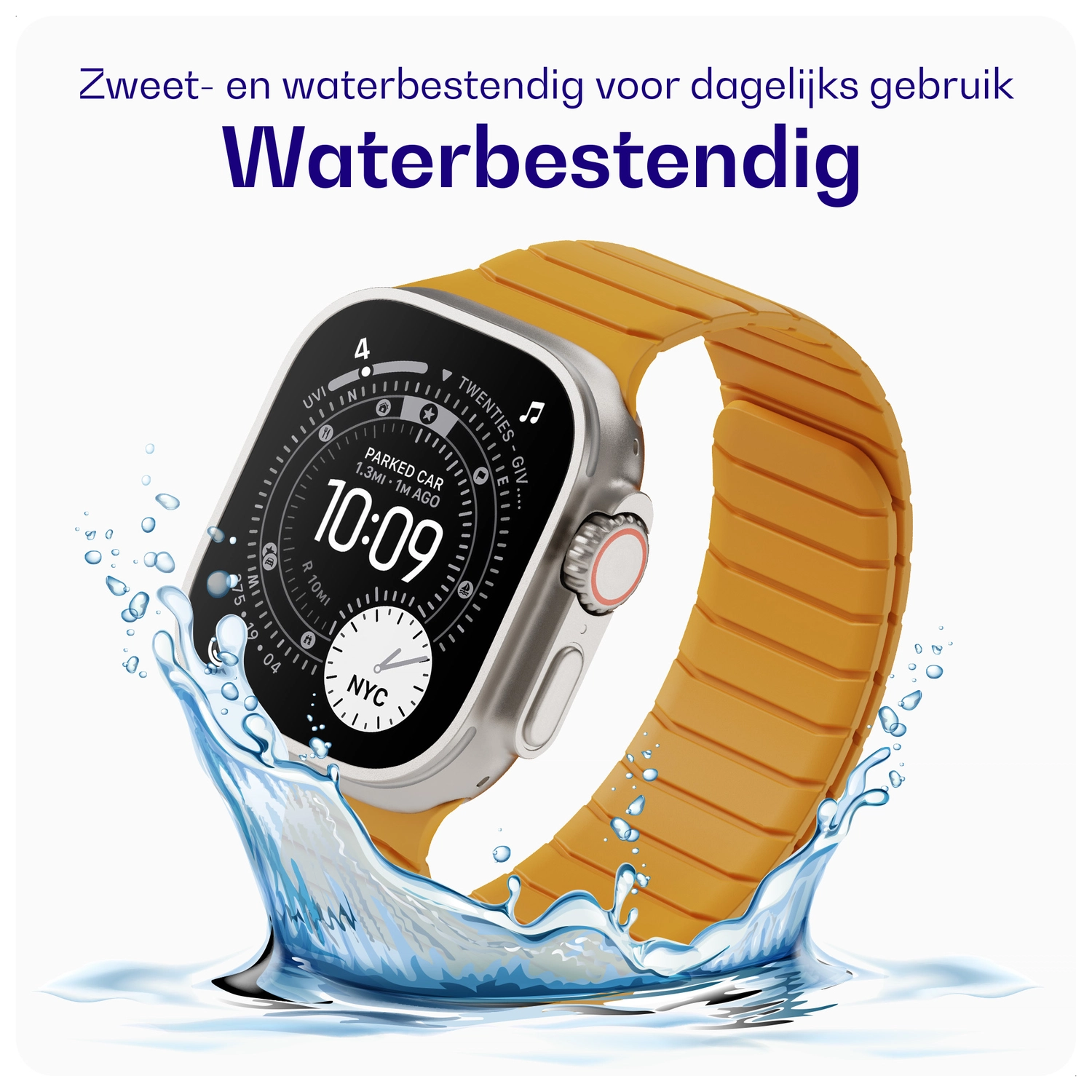 Buddi Fuse Magnetic Apple Watch Bandje 1-11/SE/Ultra 49/46/45/44MM Geel afbeelding 4