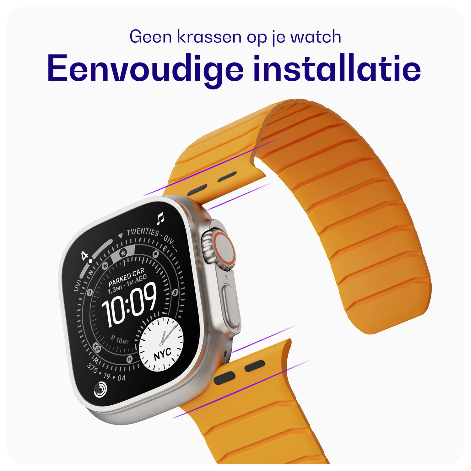 Buddi Fuse Magnetic Apple Watch Bandje 1-11/SE/Ultra 49/46/45/44MM Geel afbeelding 5