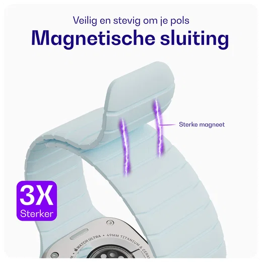Buddi Fuse Magnetic Apple Watch Bandje 1-11/SE/Ultra 49/46/45/44MM Lichtblauw afbeelding 3