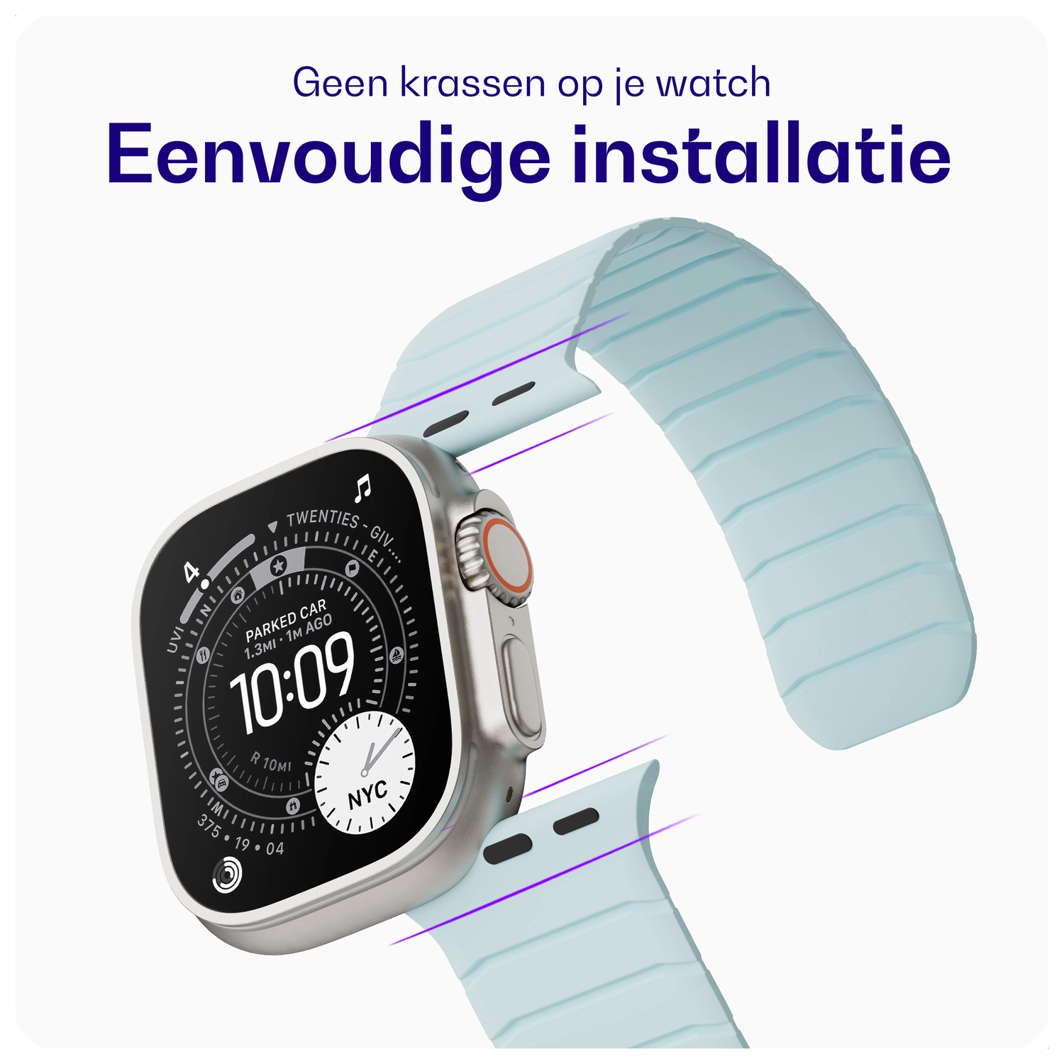 Buddi Fuse Magnetic Apple Watch Bandje 1-11/SE/Ultra 49/46/45/44MM Lichtblauw afbeelding 5