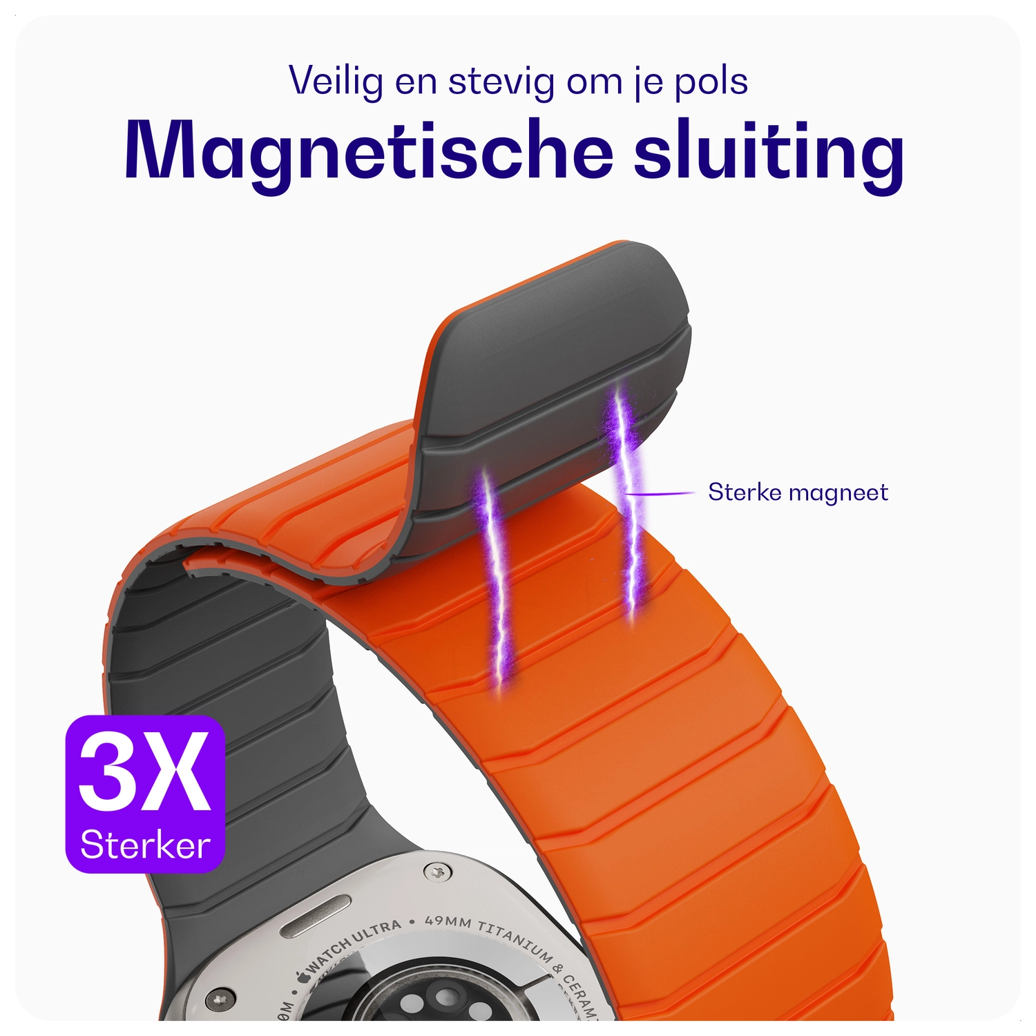 Buddi Fuse Magnetic Apple Watch Bandje 1-11/SE/Ultra 49/46/45/44MM Oranje afbeelding 3