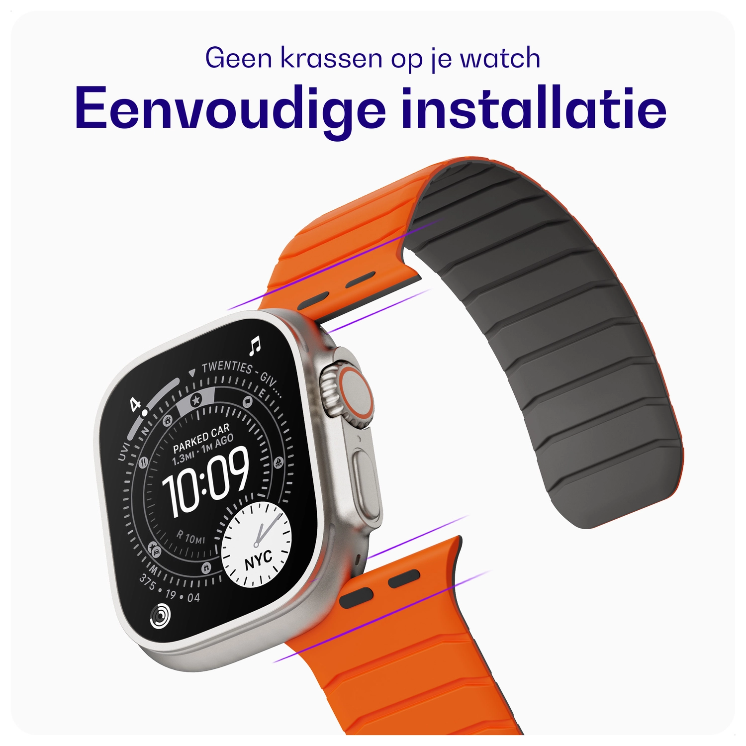 Buddi Fuse Magnetic Apple Watch Bandje 1-11/SE/Ultra 49/46/45/44MM Oranje afbeelding 5