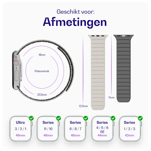 Buddi Fuse Magnetic Apple Watch Bandje 1-11/SE/Ultra 49/46/45/44MM Sterrenlicht afbeelding 7
