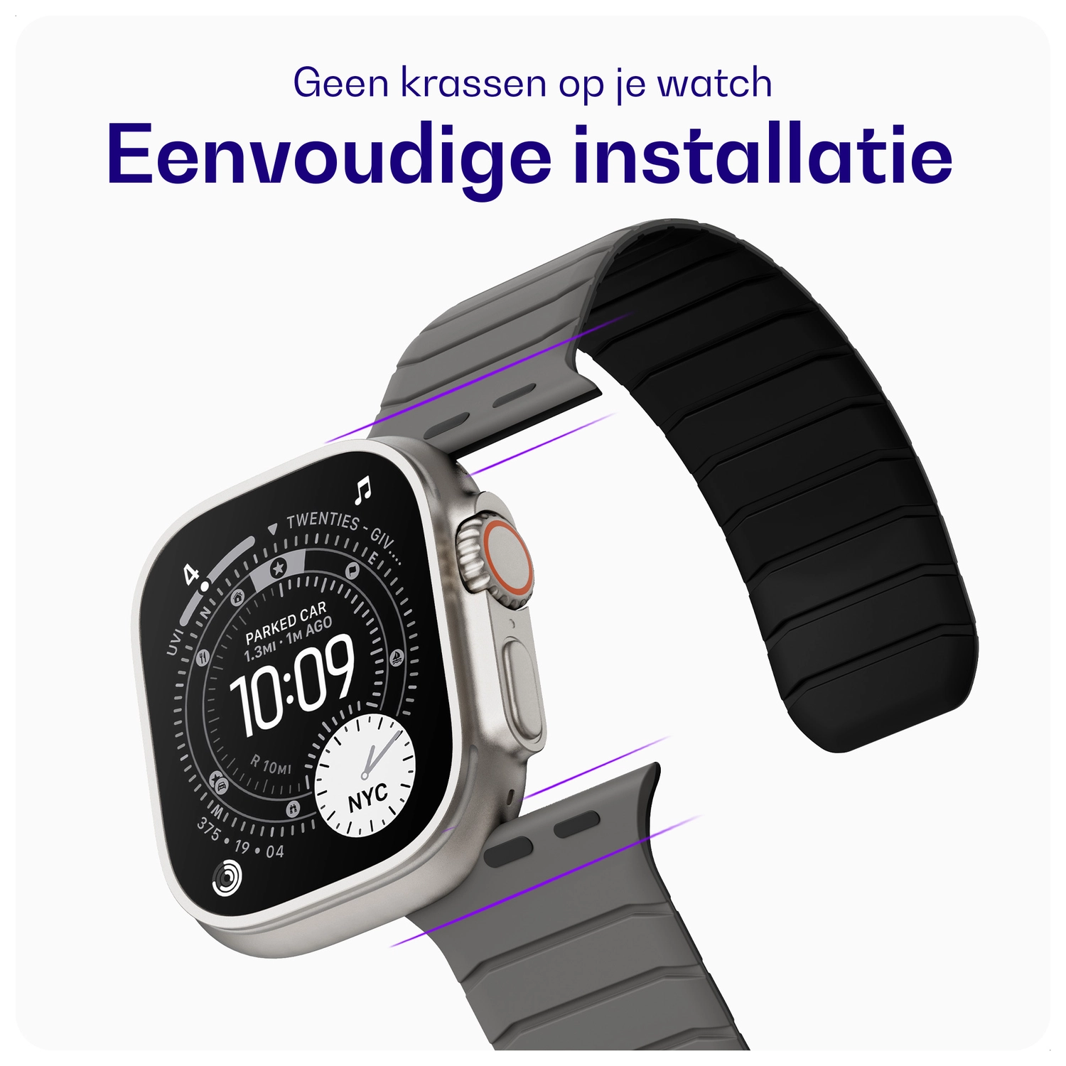 Buddi Fuse Magnetic Apple Watch Bandje 1-11/SE/Ultra 49/46/45/44MM Grijs afbeelding 5
