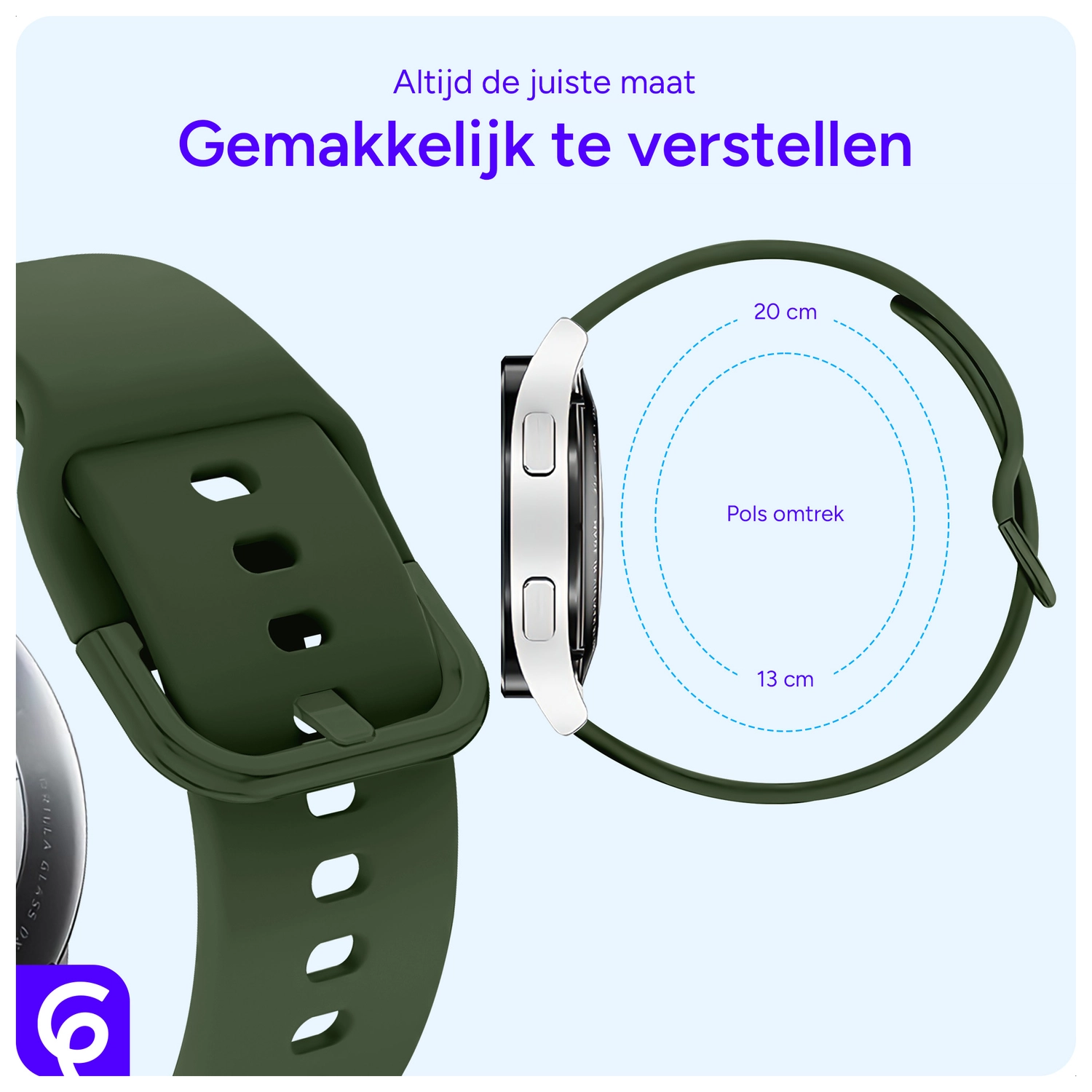 SBG Universeel Smartwatch / Horloge Bandje - Siliconen - 20MM - Groen afbeelding 2