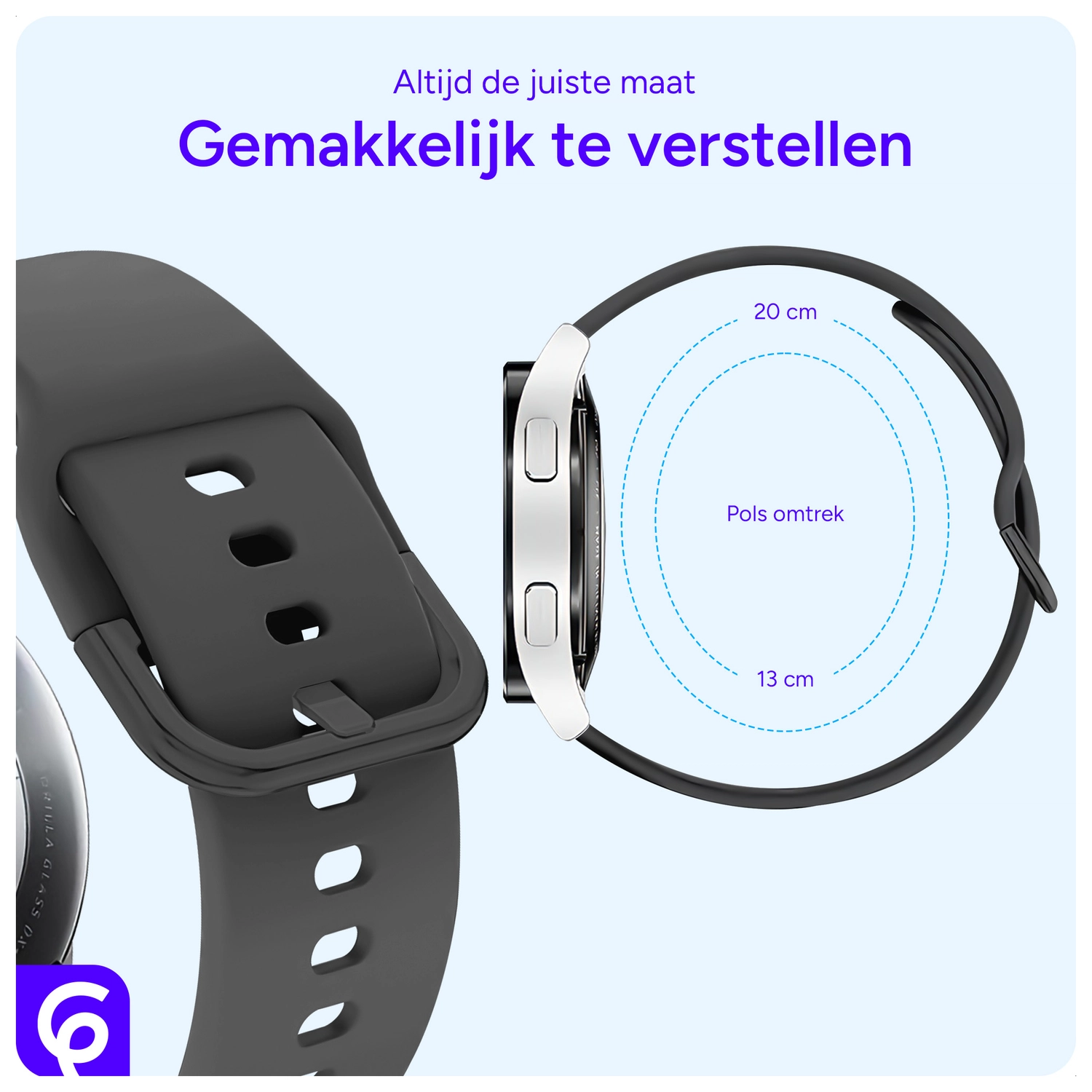 SBG Universeel Smartwatch / Horloge Bandje - Siliconen - 22MM - Antraciet afbeelding 2