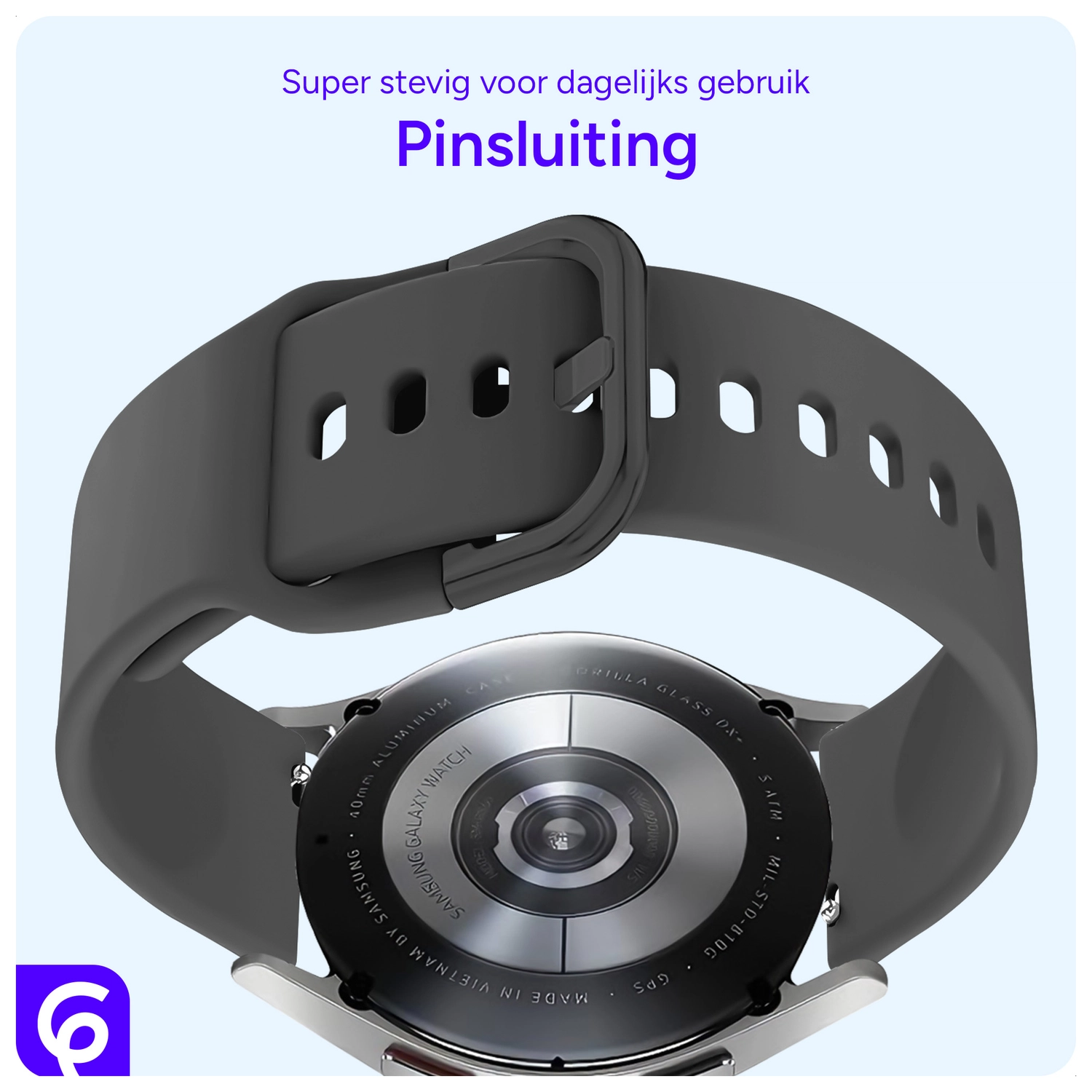 SBG Universeel Smartwatch / Horloge Bandje - Siliconen - 22MM - Antraciet afbeelding 3