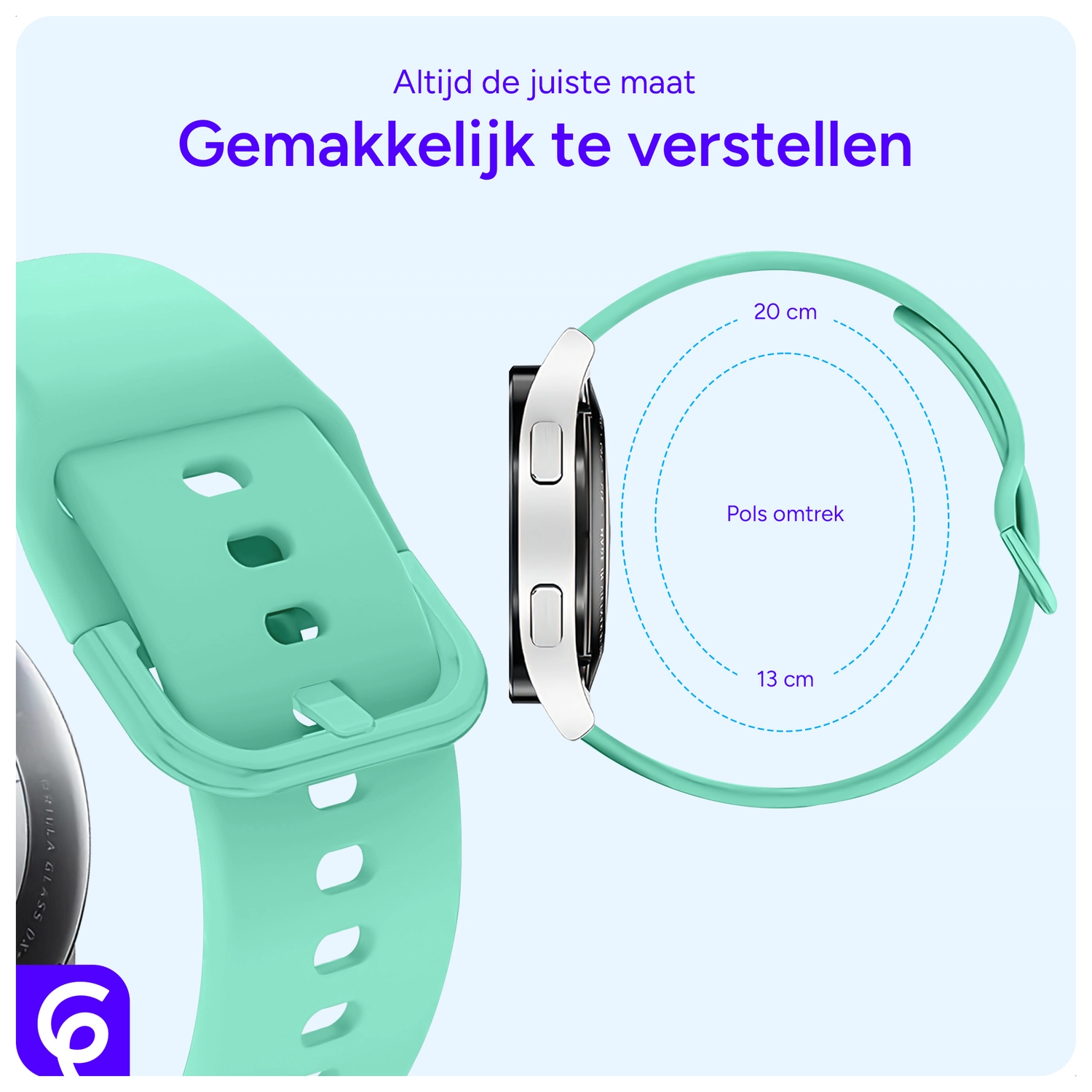 SBG Universeel Smartwatch / Horloge Bandje - Siliconen - 22MM - Mint Groen afbeelding 2