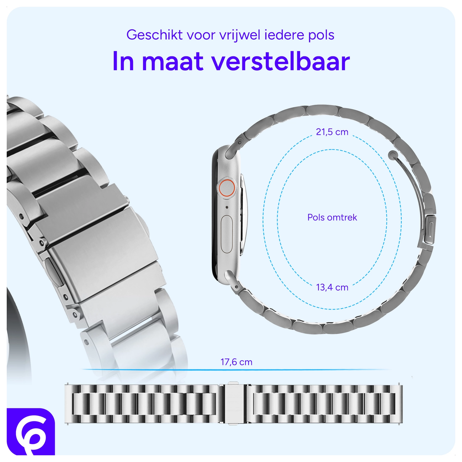 SBG RVS - Apple Watch Bandje - 1-11/SE - 38/40/41/42MM - Zilver afbeelding 5