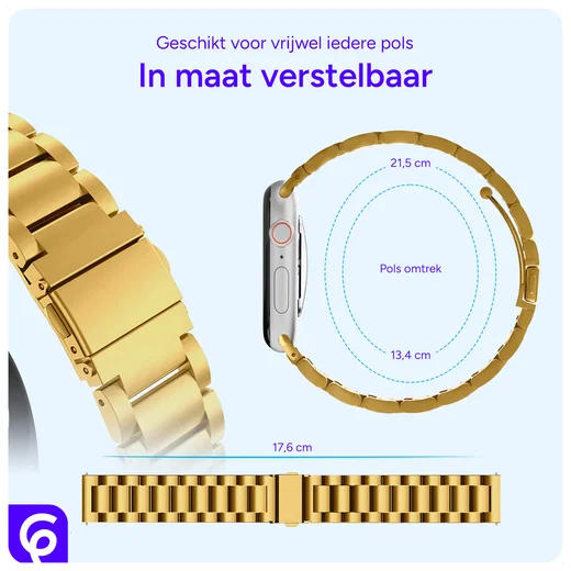 SBG RVS - Apple Watch Bandje - 1-11/SE - 38/40/41/42MM - Goud afbeelding 5