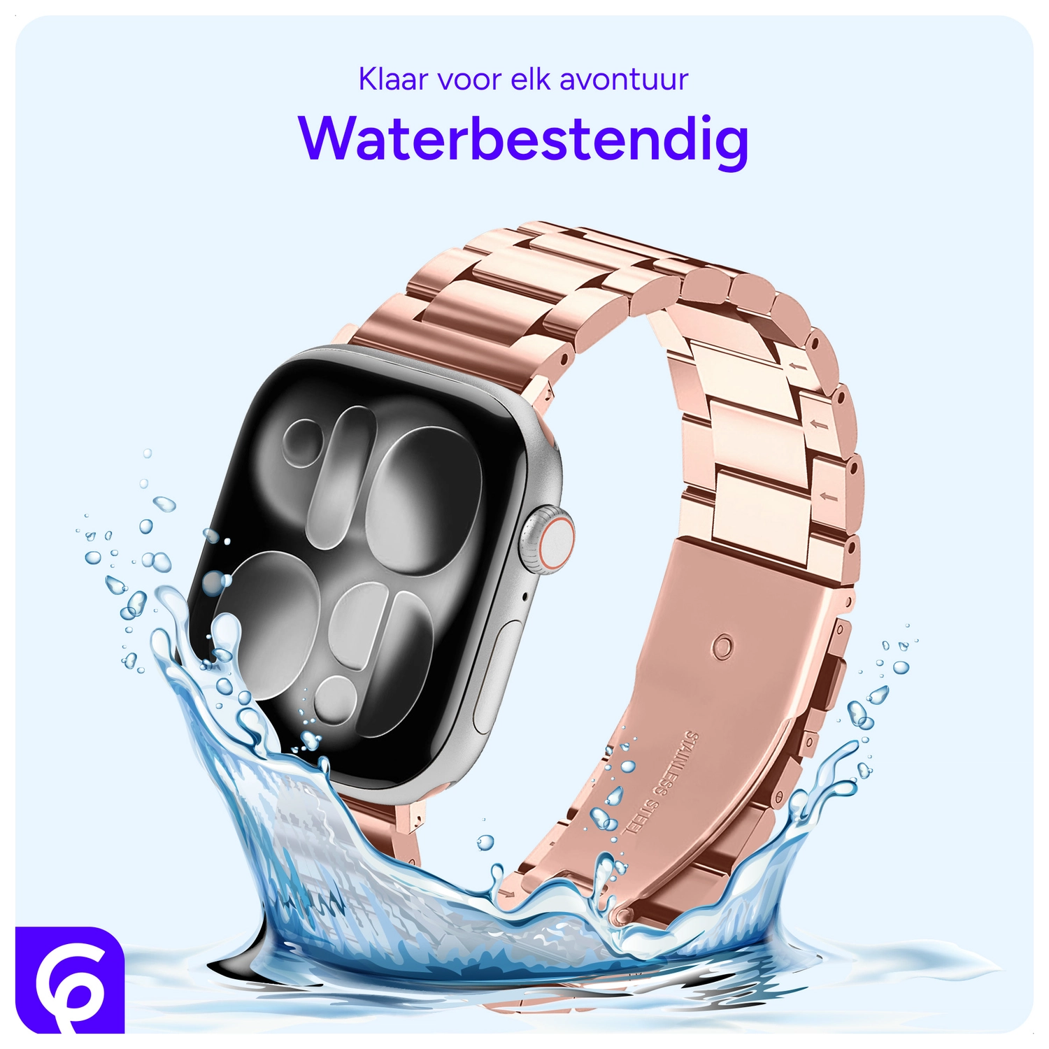 SBG RVS - Apple Watch Bandje - 1-11/SE/Ultra - 49/46/45/44/42MM - Rose Goud afbeelding 3