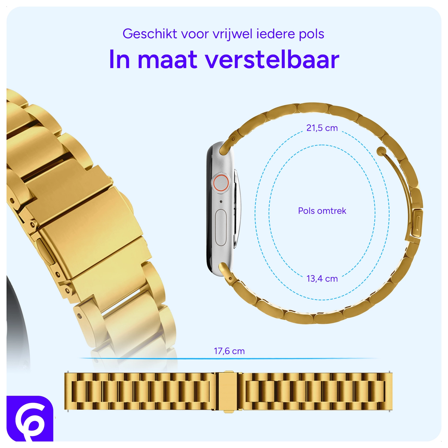 SBG RVS - Apple Watch Bandje - 1-11/SE/Ultra - 49/46/45/44/42MM - Goud afbeelding 5