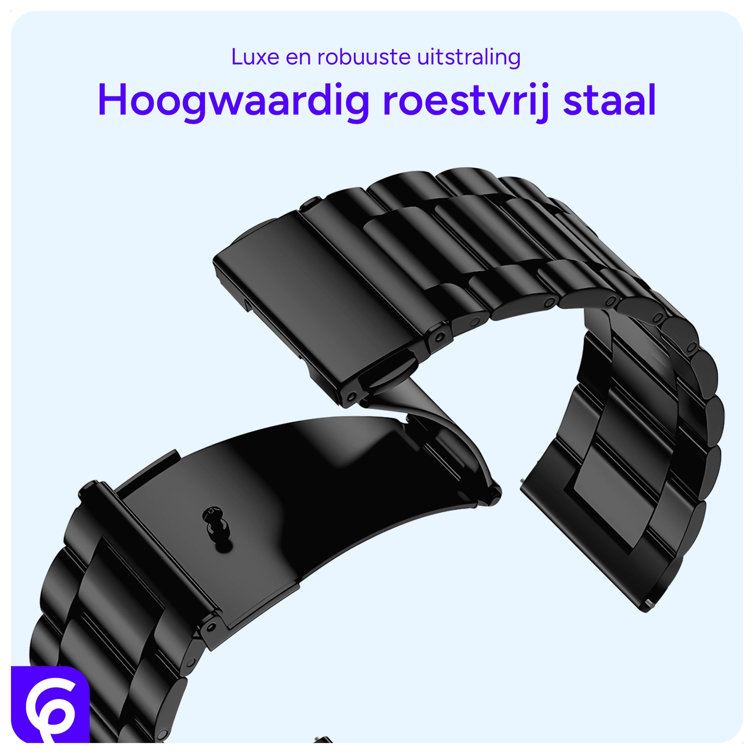SBG RVS - Universeel Smartwatch / Horloge Bandje Schakels 20MM - Zwart afbeelding 4