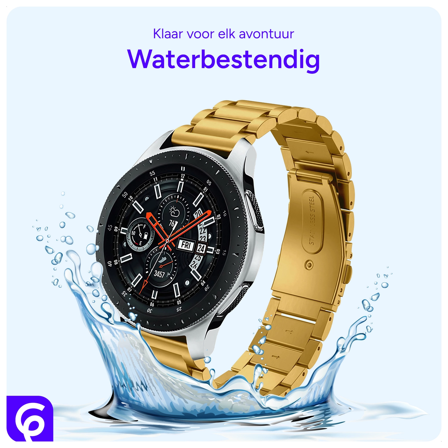 SBG RVS - Universeel Smartwatch / Horloge Bandje Schakels 22MM - Goud afbeelding 3