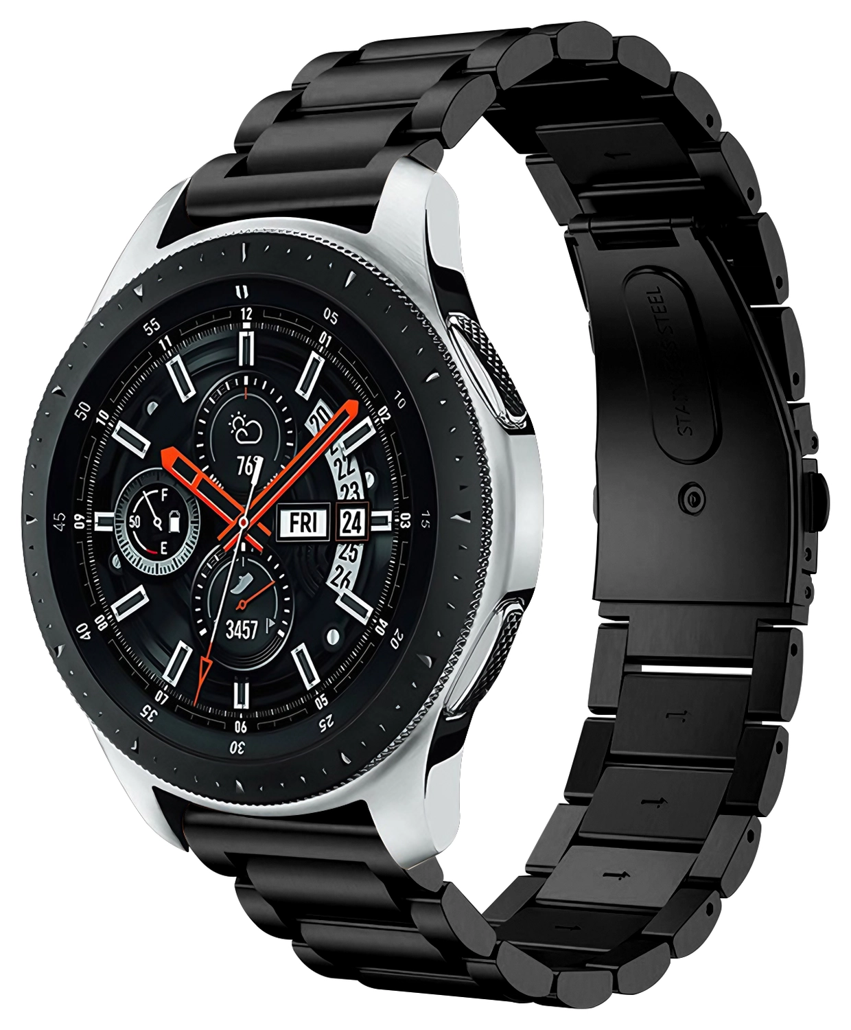 SBG RVS - Universeel Smartwatch / Horloge Bandje Schakels 22MM - Zwart afbeelding 1