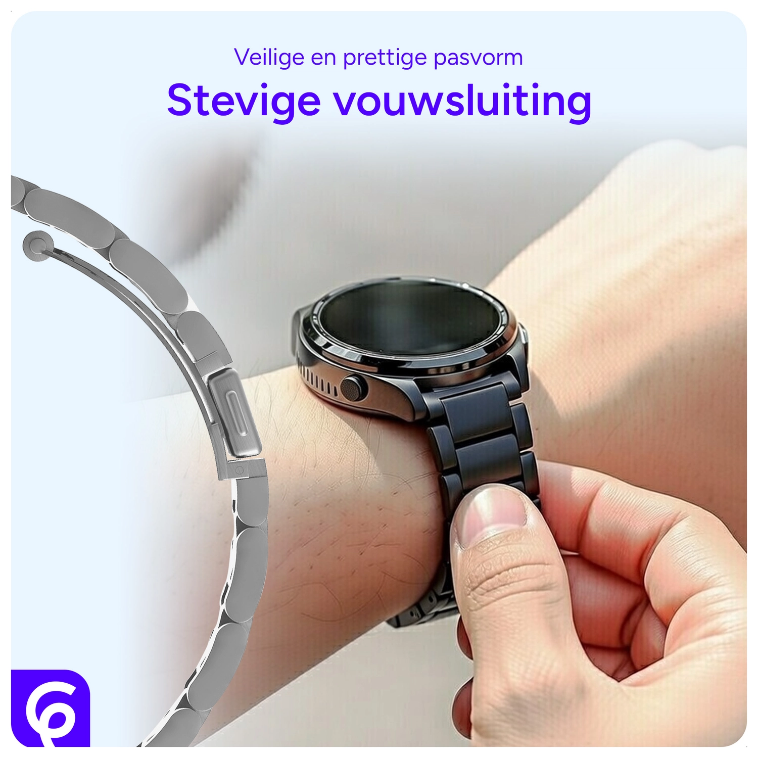 SBG RVS - Samsung Galaxy Watch 9 / 8 Bandje Schakels - Zilver afbeelding 2