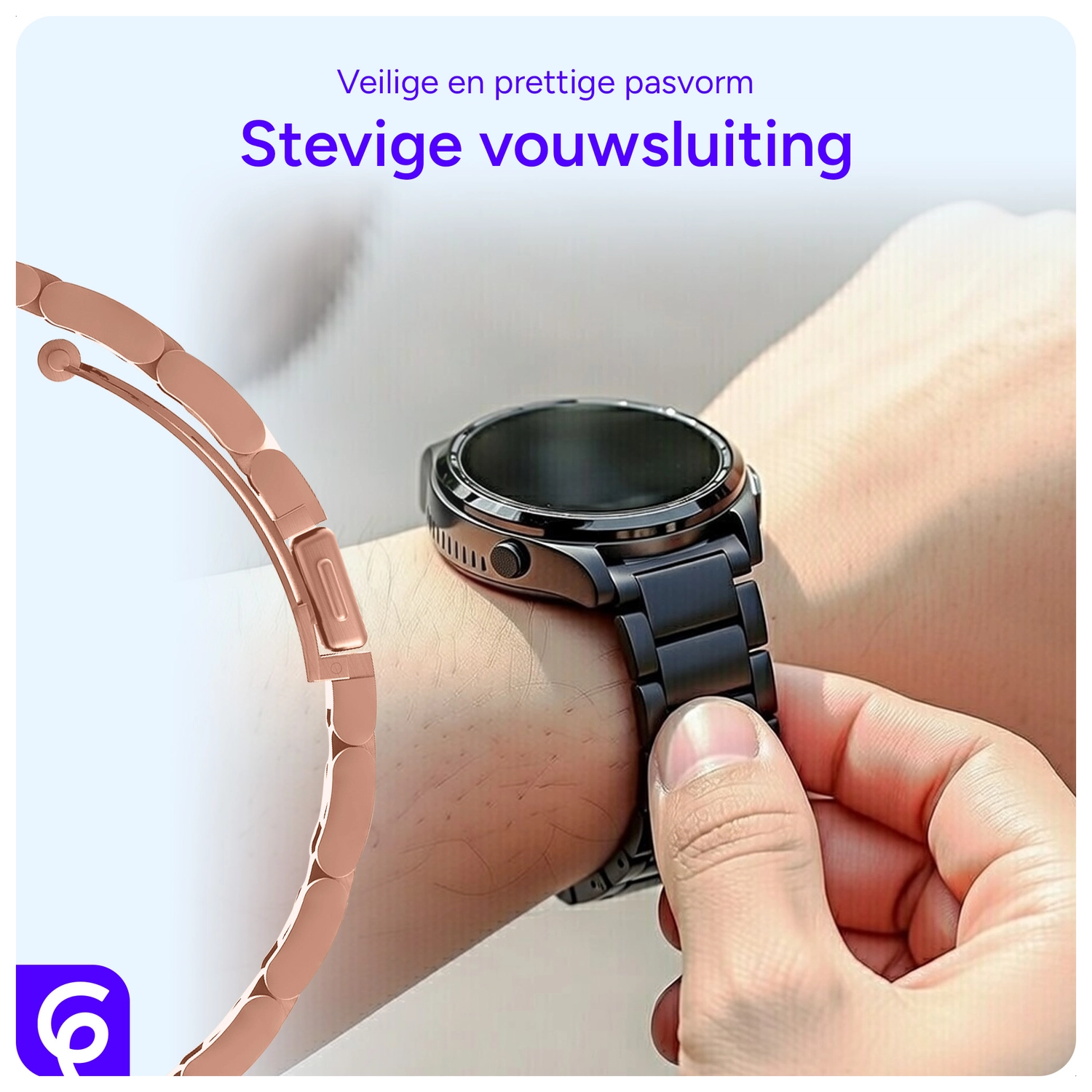 SBG RVS - Samsung Galaxy Watch 8 Bandje Schakels - Rose Goud afbeelding 2