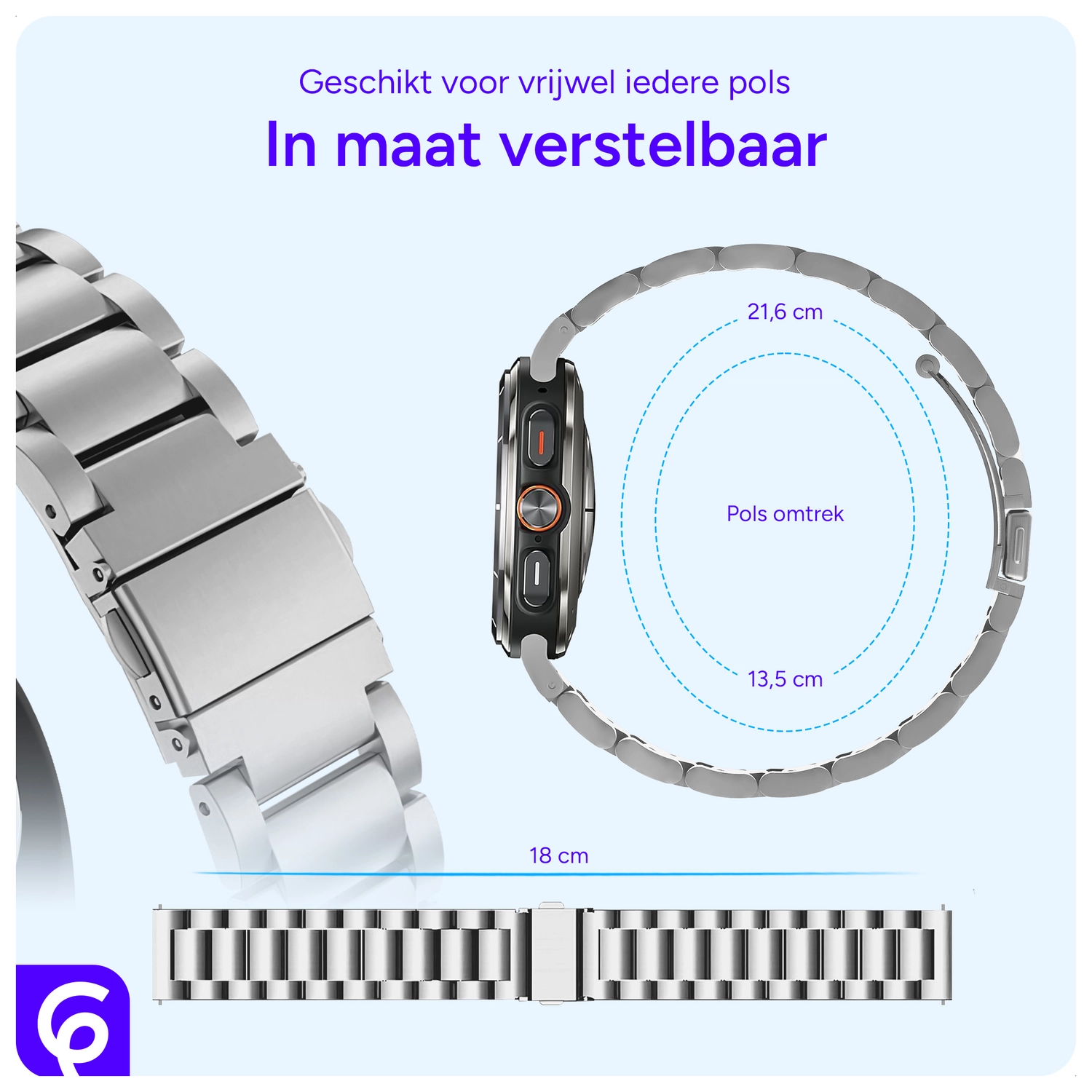 SBG RVS - Samsung Galaxy Watch Ultra / 2 Bandje Schakels - Zilver afbeelding 5