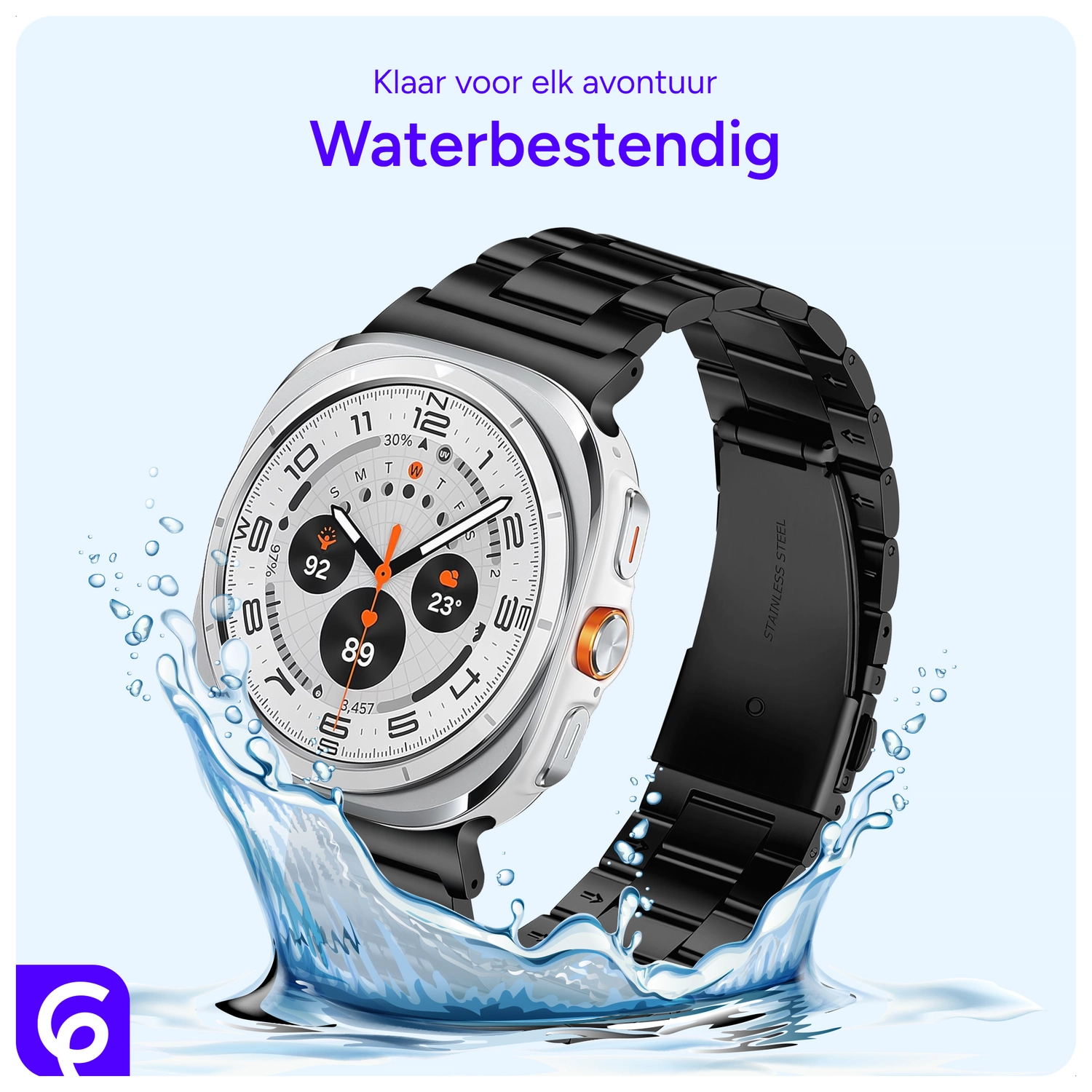 SBG RVS - Samsung Galaxy Watch Ultra Bandje Schakels - Zwart afbeelding 3