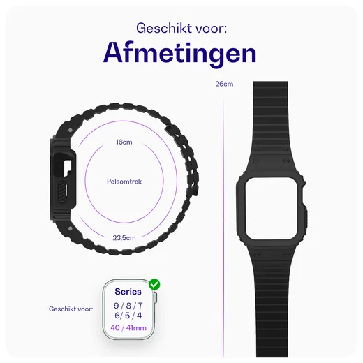 Buddi Forge - Apple Watch 40/41MM - Bandje & Hoesje Zwart afbeelding 7