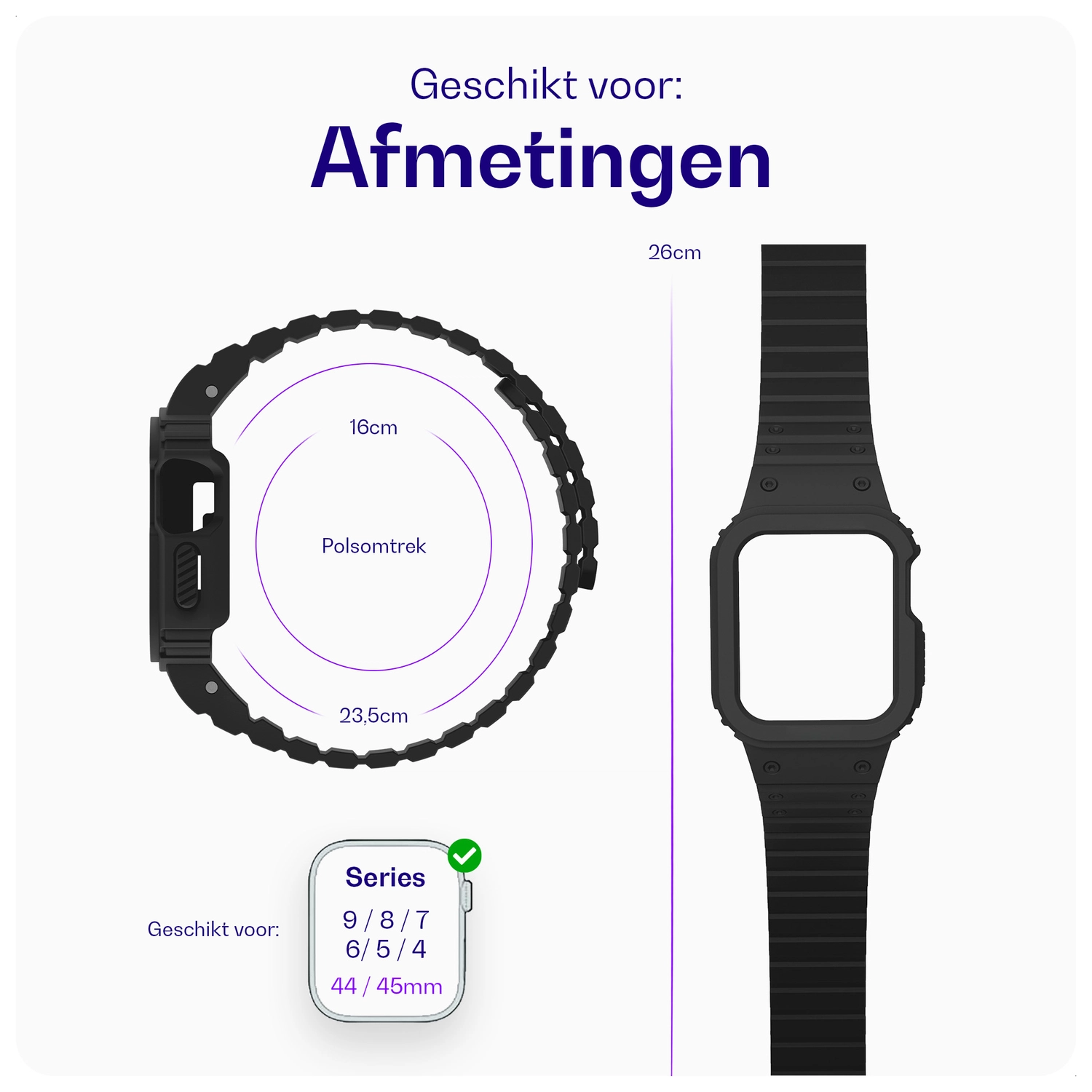 Buddi Forge - Apple Watch 44/45MM - Bandje & Hoesje Zwart afbeelding 7