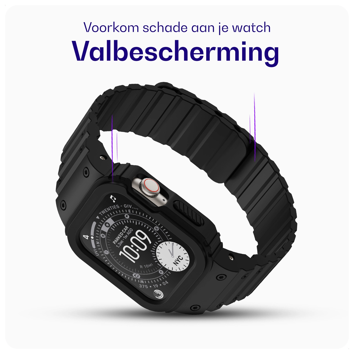 Buddi Forge - Apple Watch 49MM - Bandje & Hoesje Zwart afbeelding 3