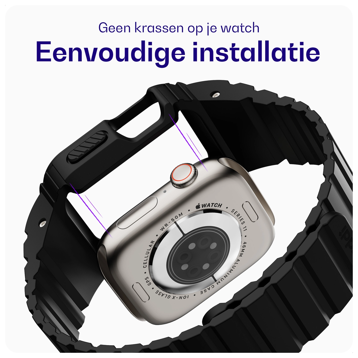 Buddi Forge - Apple Watch 49MM - Bandje & Hoesje Zwart afbeelding 5